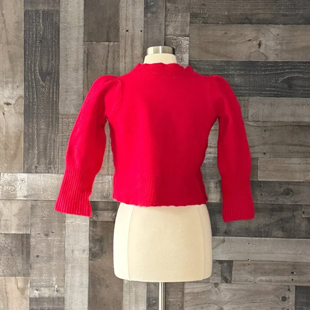 Hill House red wool cropped sweater large preppy academia minimalist gorpcore